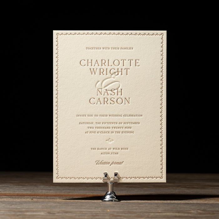 Nash Wedding Invitation on dark background