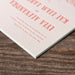 Corner detail showing bevel edge of Palmer wedding invitation