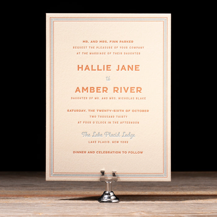 Scout letterpress wedding invitation