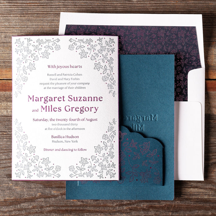 Suzy Wedding Invitation with view of back pocket