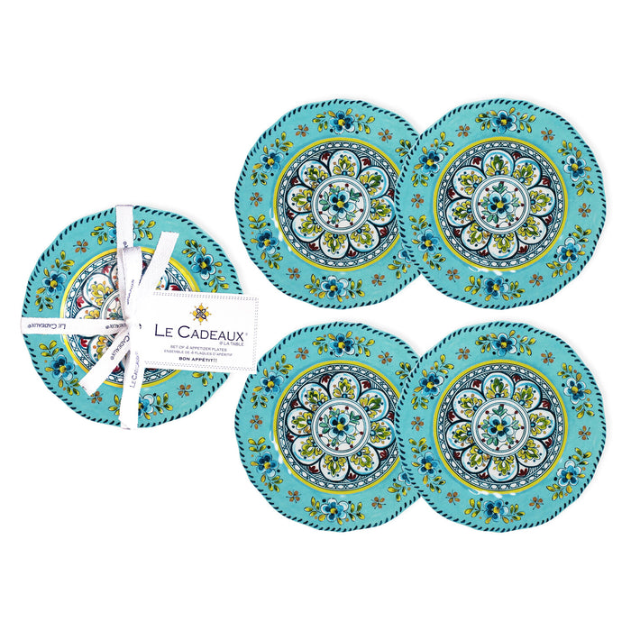 Madrid Turquoise Appetizer Plates Set of 4 by Le Cadeaux