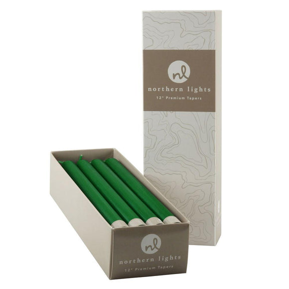12 Inch Taper Candles Box of 12- Hunter Green