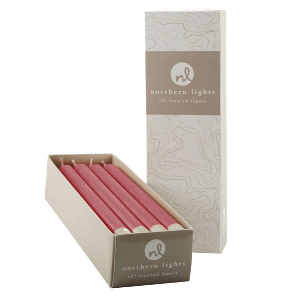 12 Inch Taper Candles Box of 12- Rosewood