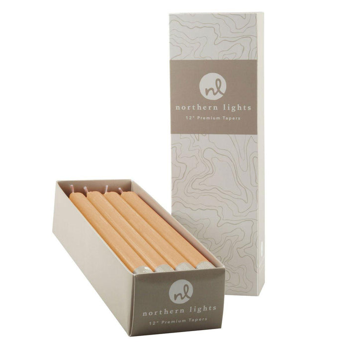 12 Inch Taper Candles Box of 12- Tan