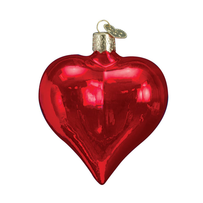 Old World Christmas Large Shiny Red Heart Ornament