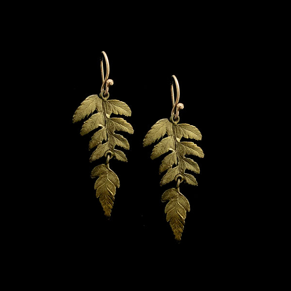 Silver Seasons Fern Drop Earrings by Michael Michaud