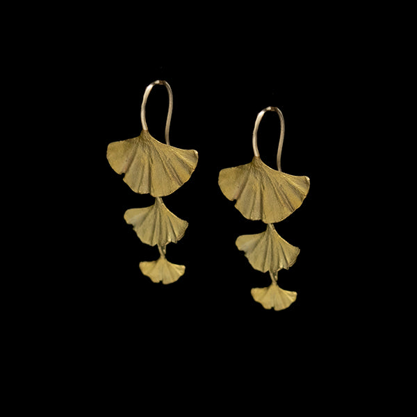 Silver Seasons Ginkgo Three Leaf Drop Earrings by Michael Michaud