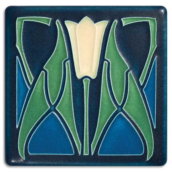 4X4 Blue Lotus Art Tile by Motawi Tileworks