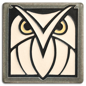 4x4 Charcoal Owl Art Tile by Motawi Tileworks