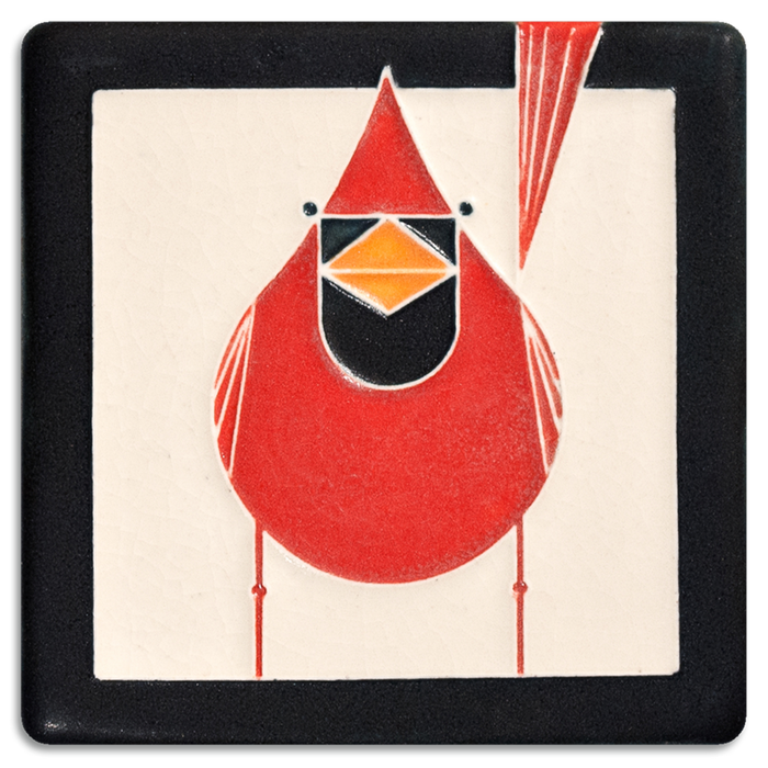 4x4 Male Cardinal Art Tile by Motawi Tileworks