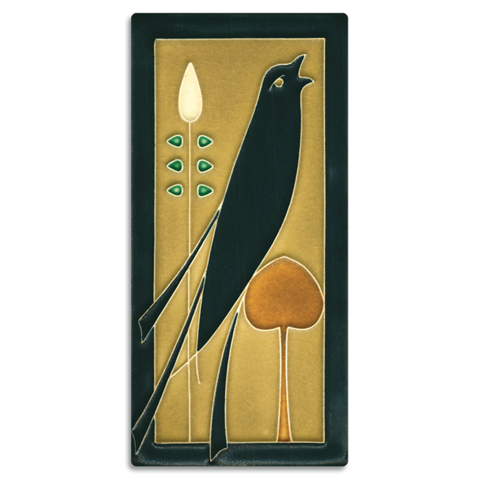 4x8 Golden Songbird (Facing Right) by Motawi Tileworks