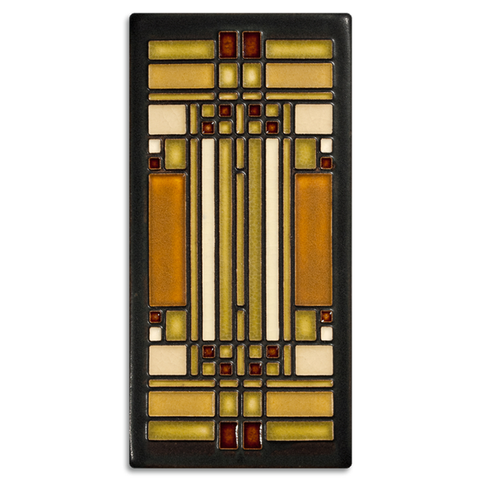 4x8 Brown Skylight Art Tile by Motawi Tileworks