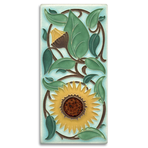 4x8 Light Blue Sunflower Art Tile by Motawi Tileworks