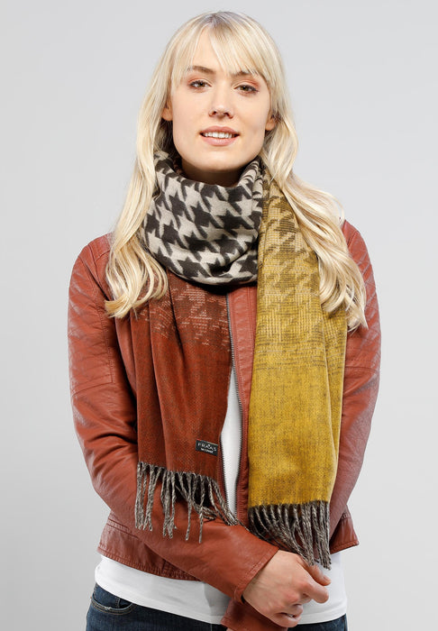 Ombre Houndstooth Scarf Rust