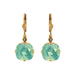 La Vie Parisienne by Catherine Popesco Cushion Cut Square Gold Drop Earring Pacific Opal