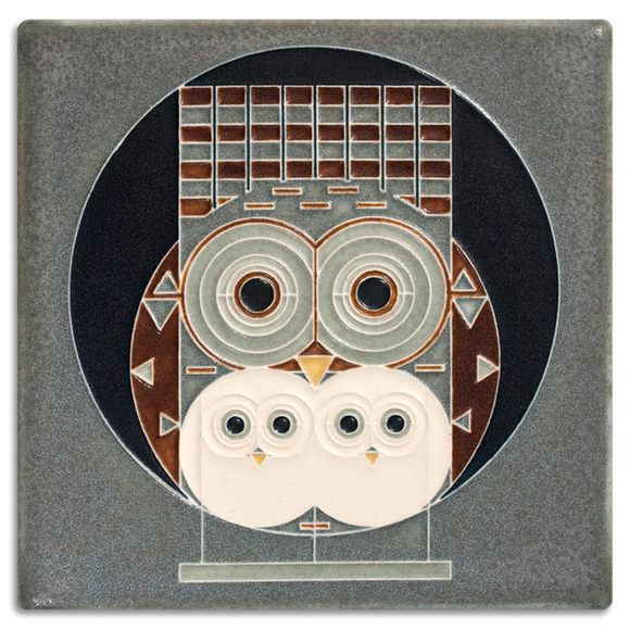 6x6 Family Owlbum Art Tile by Motawi Tileworks