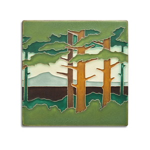 6x6 Mountain Pine Art Tile by Motawi Tileworks