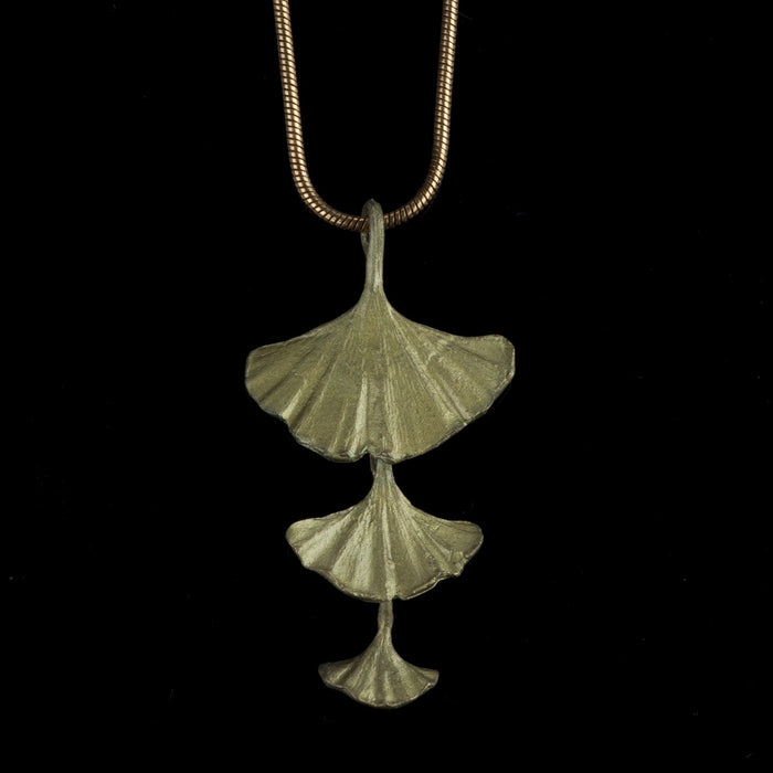 Silver Seasons Ginkgo Three Leaf Pendant Necklace by Michael Michaud