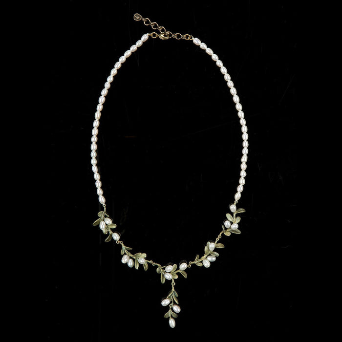 Silver Seasons Boxwood 16" Pearl Necklace by Michael Michaud