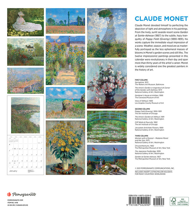 Claude Monet 2022 Wall Calendar