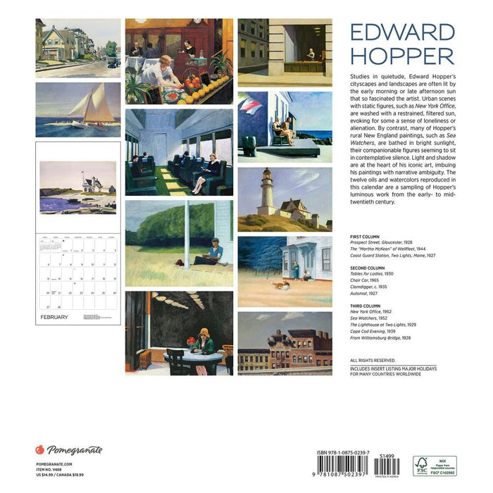 Edward Hopper 2022 Wall Calendar