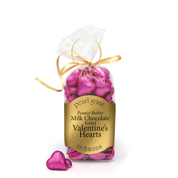 Hot Pink Foiled Milk Chocolate Peanut Butter Hearts