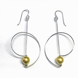 Airy Statement Earring Silver with Gold Bead