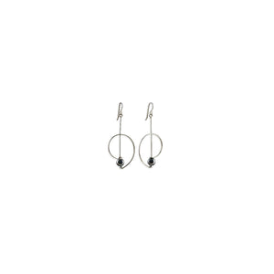 Airy Statement Earring Silver with Hematite Bead