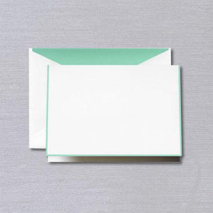 Crane Paper Aqua Bordered Pearl White Boxed Notes