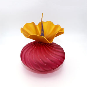 Art Glass Bobtanical Urchin Ruby