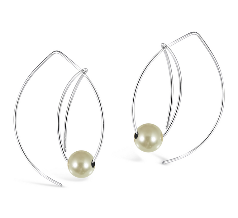 BE Earring in Sterling with Pearl