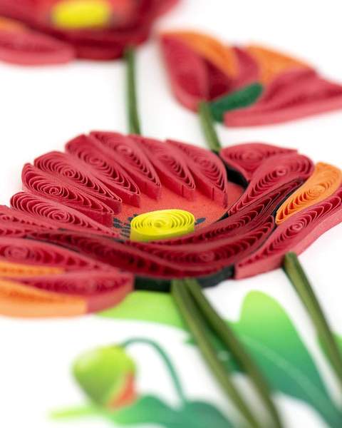 Quilled Red Poppies Cards