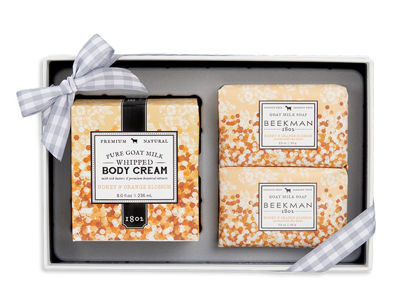 Beekman 1802  Honey and Orange Blossom Soap and Whipped Body Cream Trio