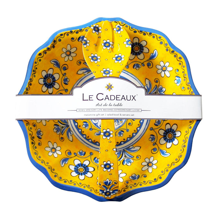 Benidorm Salad Bowl with Salad Servers Gift Set by Le Cadeaux