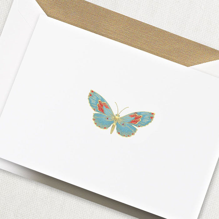 Crane Paper Engraved Butterfly Boxed Notes with Gold Envelope Liner