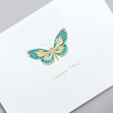 Crane Paper Engraved Butterfly Thank You Pearl White Boxed Notes