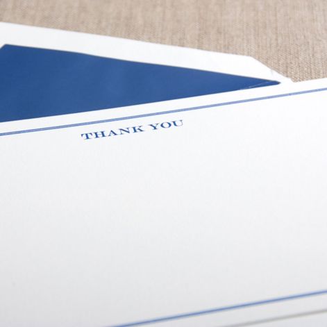 Crane Paper Regent Blue Framed Thank You Ecru Boxed Cards