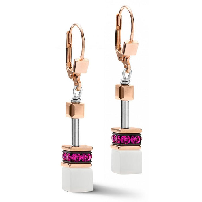 Coeur de Lion Earrings in White and Pink