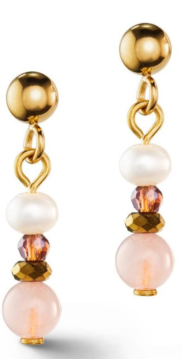 Coeur de Lion Freshwater Pearl and Rose Quartz Earrings