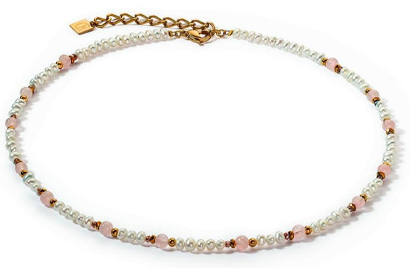 Coeur de Lion Freshwater Pearl and Rose Quartz Necklace