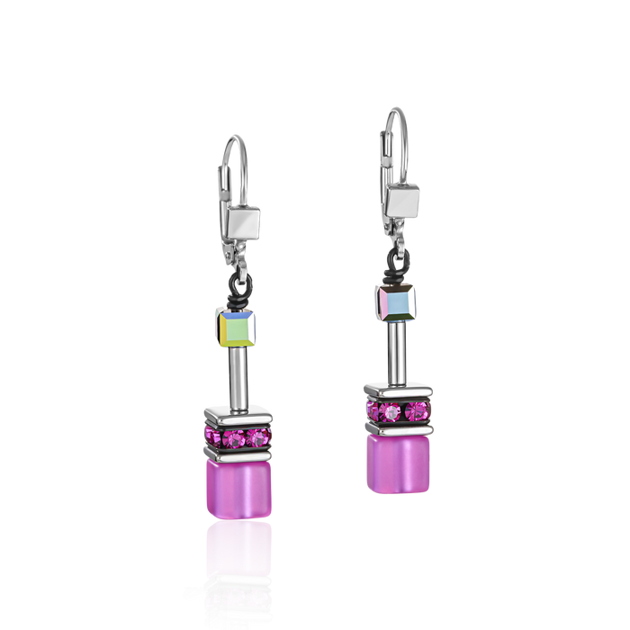 Coeur de Lion GeoCUBE® Earrings magenta pink