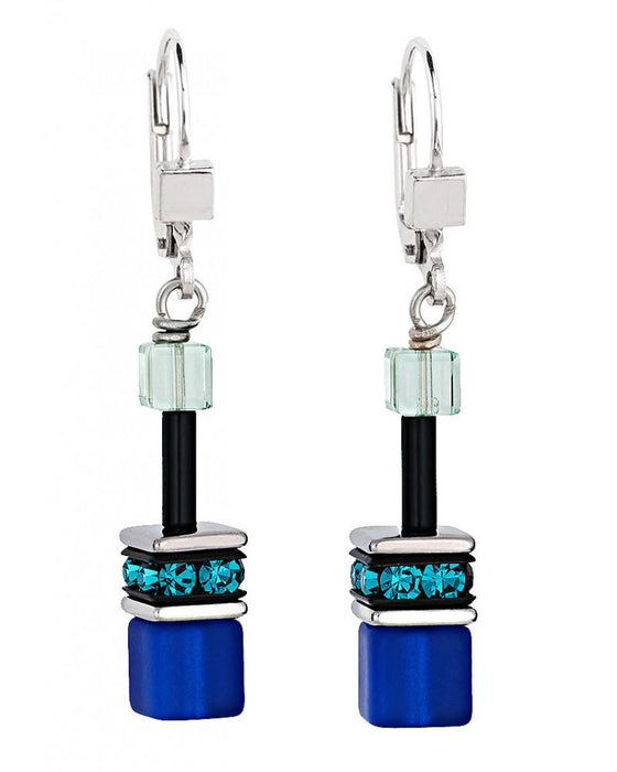 Coeur de Lion Geocube Cateye Earrings in Blue