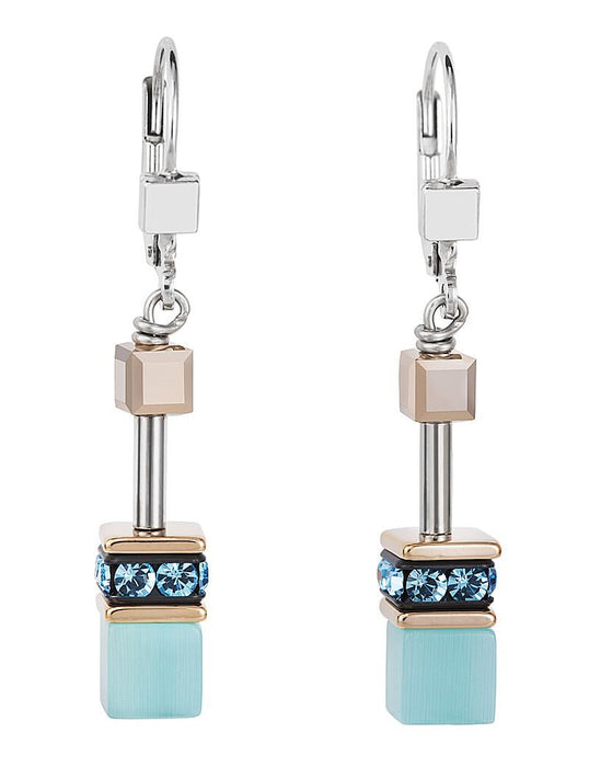 Coeur de Lion Geocube Earrings Aqua
