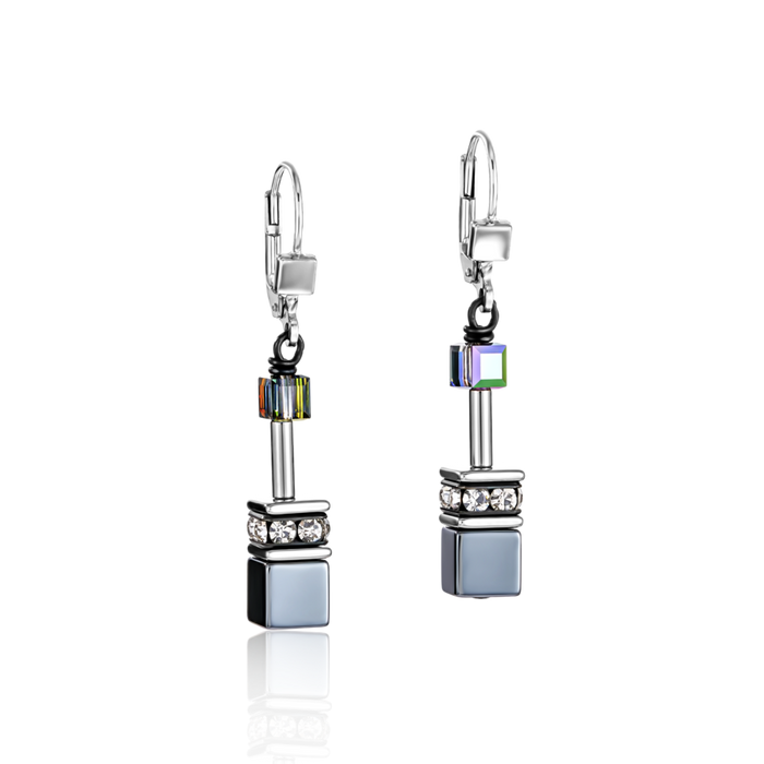 Coeur de Lion Geocube Leverback Earrings Hematite