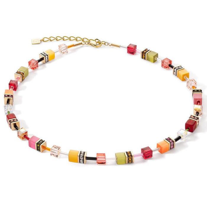 Coeur de Lion Geocube Necklace in Gold Harvest tones