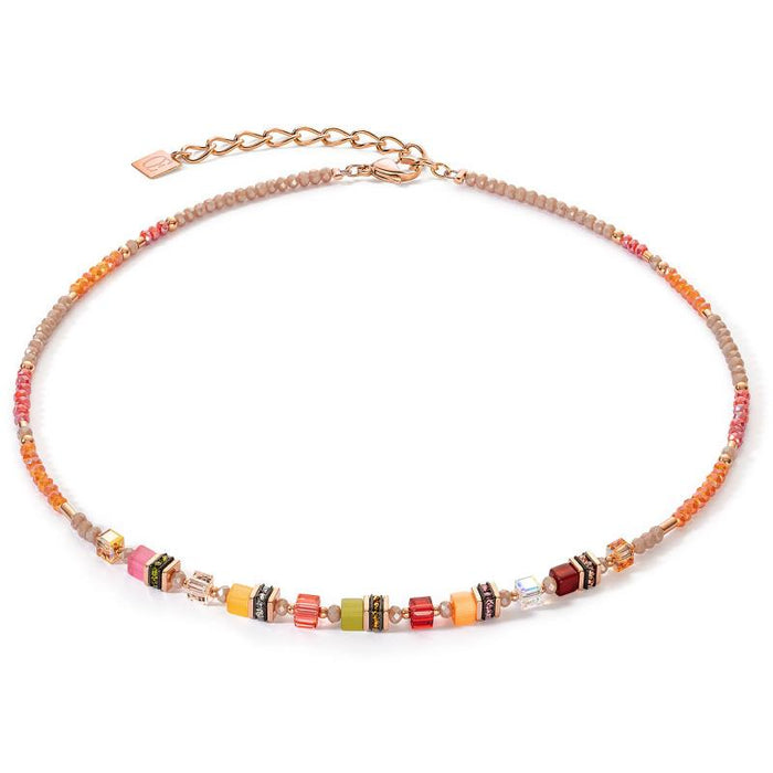 Coeur de Lion Harvest Tones Cube and Small Crystal Necklace