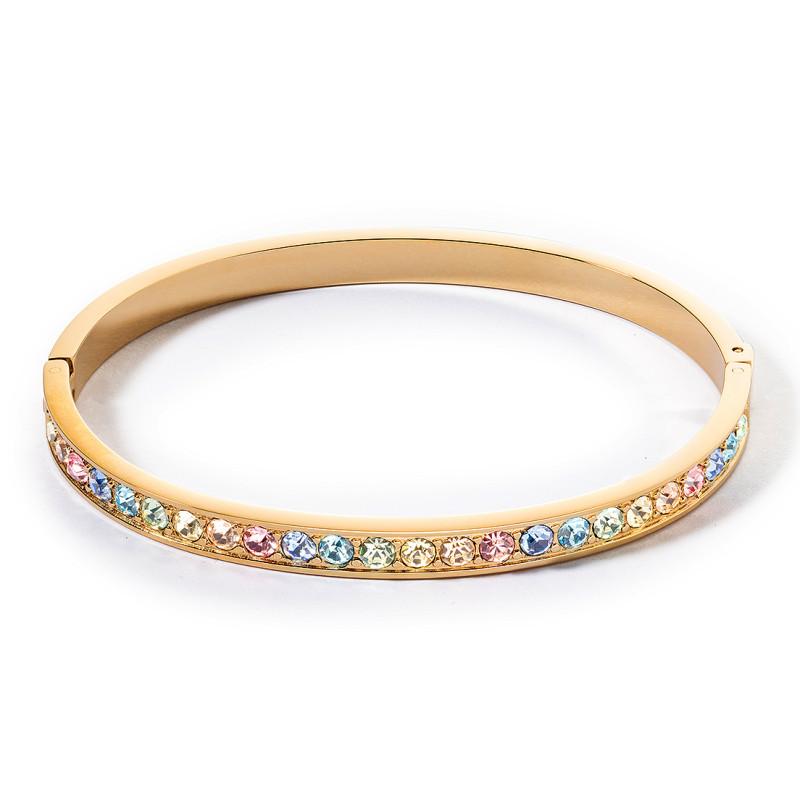 Coeur de Lion Rainbow Crystal Bangle Bracelet Silver — Pearl Grant