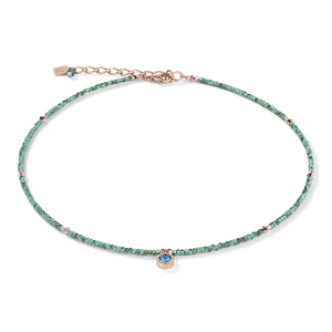 Coeur de Lion Small Crystal Necklace Rose Gold and Sea Green