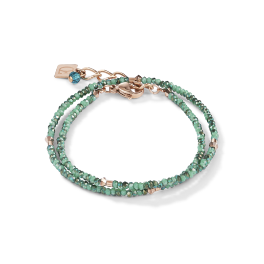 Coeur de Lion Small Crystal Brace Rose Gold and Sea Green