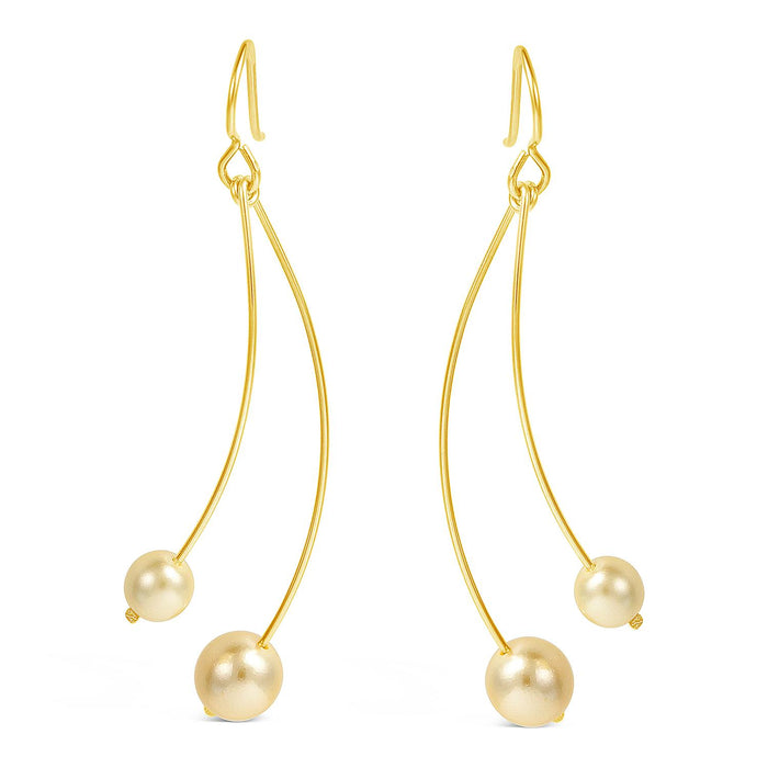 Double Drop Earring Gold Pearl